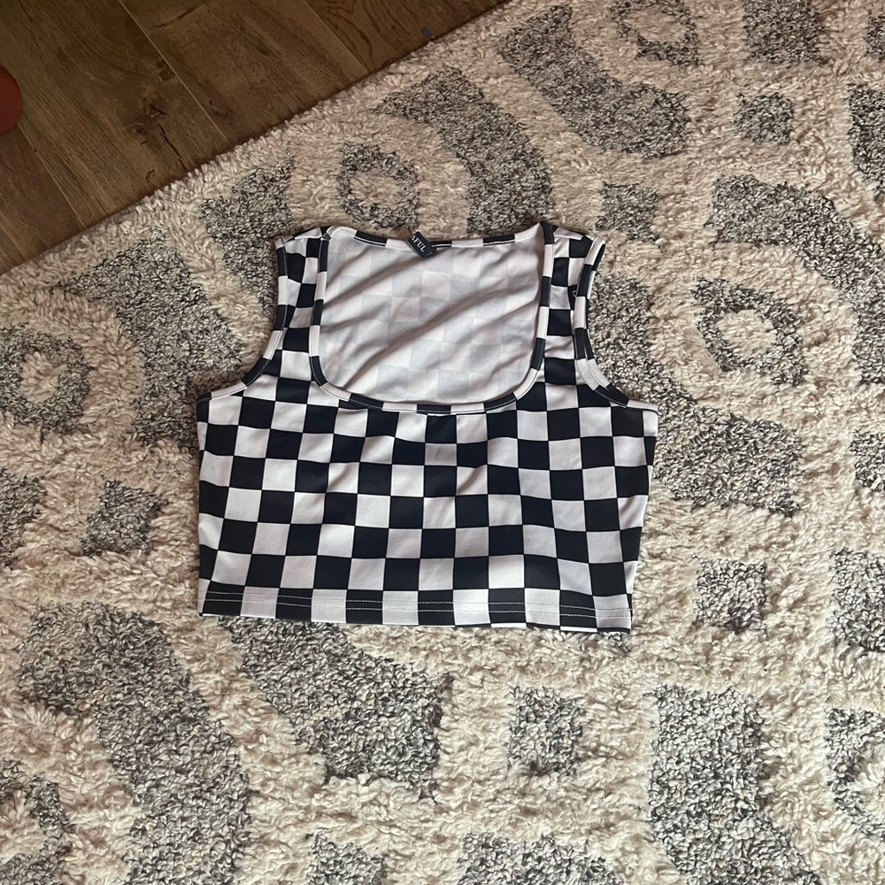 checkered crop top